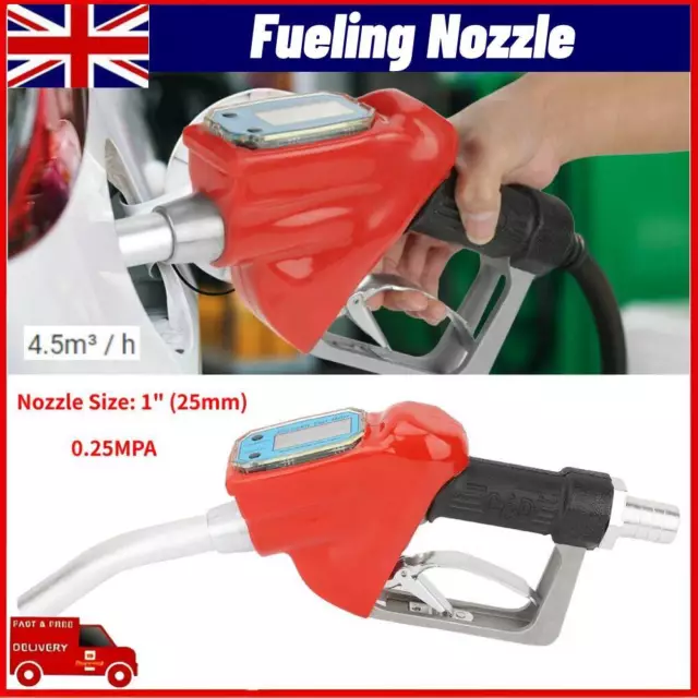 Fuel Gasoline Diesel Petrol Oil Delivery Gun Nozzle Dispenser Digital Flow Meter