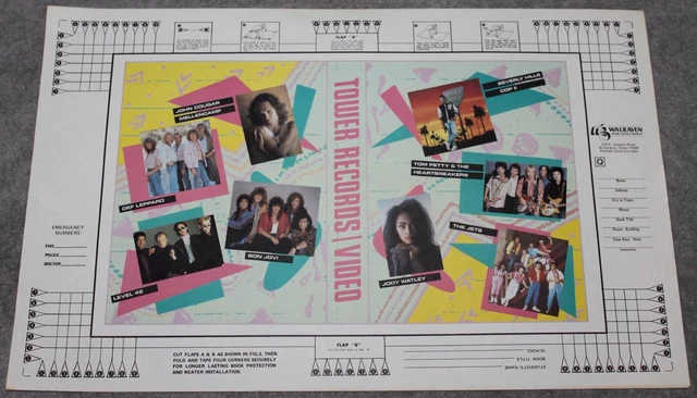 Vtge 1980'S Tower Records Advertising Book Cover Bon Jovi The Jets Def Leppard+