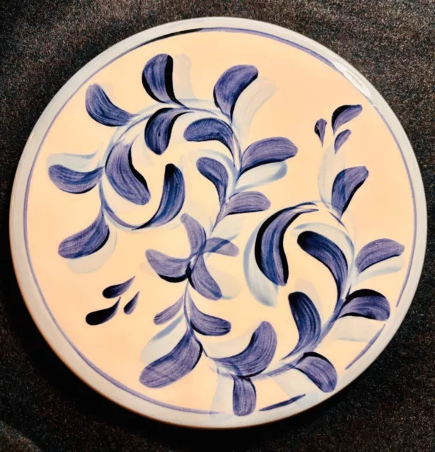 Vintage Gail Pittman Beautiful Hand Painted Trivet Ceramic Wall Plate Blue