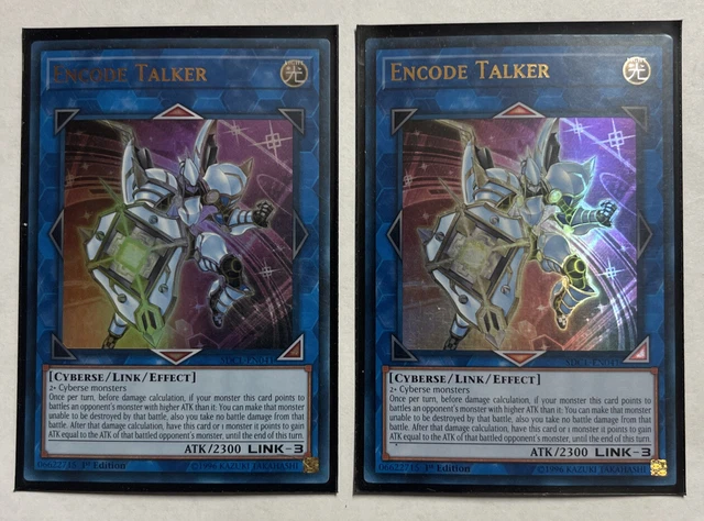 Yugioh! 2X Encode Talker-Ultra Rare-First Editions-Sdcl-En041 W/ 1996 Sleeves