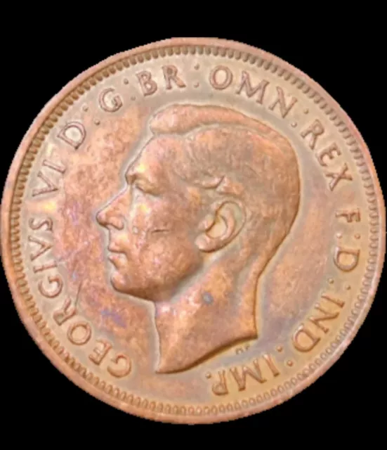 1/2 Penny 1943 - George VI mit „IND:IMP“ Natural Getönten In Vorzüglich #18