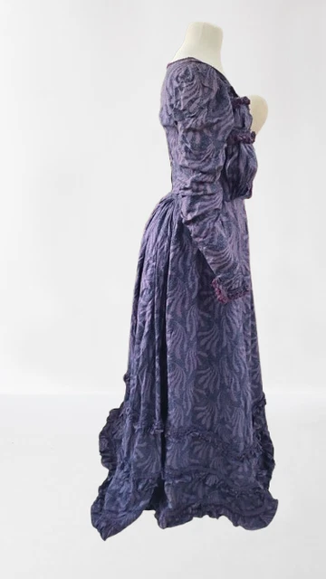ANCIENNE ROBE DE jour Belle Epoque costume 1900 soie mauve EUR 180