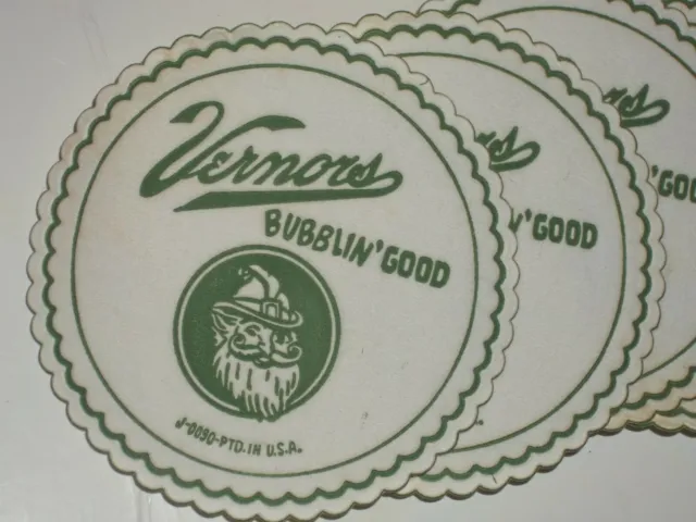 FREE MAILING 4-1960 VERNORS GINGER ALE Gnome,Soda Fountain COASTER"Bubblin'Good"
