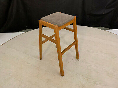 EB2360 Beech Stools with Beige Wool Seat Cushion Vintage Kitchen Dining Bar 2