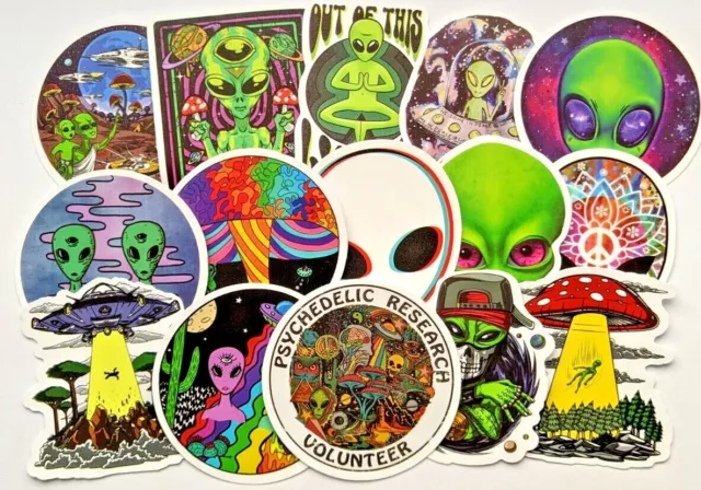Trippy Alien Stickers 20/50 Waterproof Vinyl Sticker For Laptop Guitar Luggage