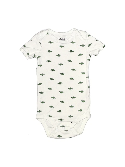 Child of Mine by Carter's Boys White Short Sleeve Bodysuit 6-9 Months
