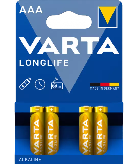 Pack 4 Piles Alcaline AAA LR03 Longlife Varta