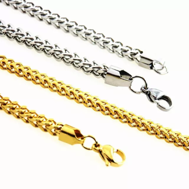 Two Colors 2.5-8mm Man Woman Stainless Steel Wheat Braided Foxtail Franco Chain