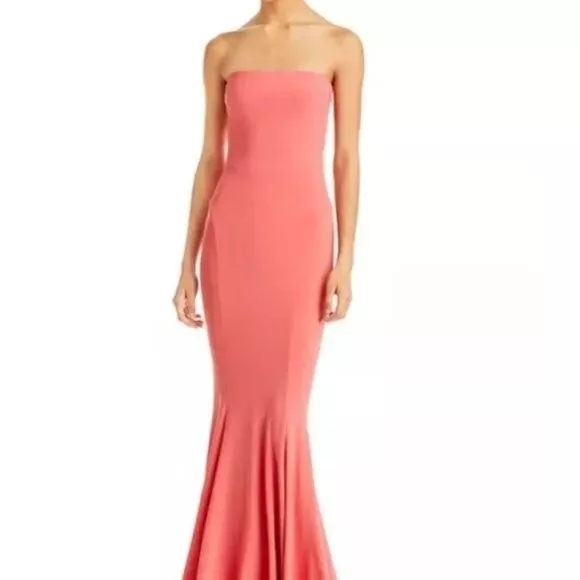 Norma Kamali Strapless Fishtail Dress Gown in Papaya Size Large