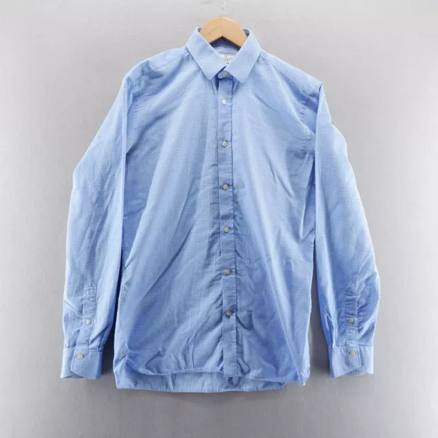 Ted Baker Mens Shirt Medium Blue Pattern Collar Button Up Casual Endurance 16/34