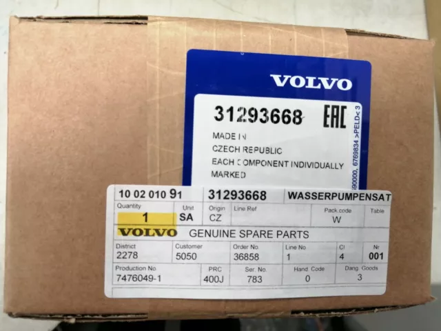 Original Volvo Wasserpumpe alle 5 Zyl. Diesel C30/XC60/V60/V70/XC90 *31293668*