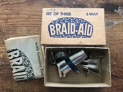 Vintage Braid-Aid 3-Way Set con caja y las instrucciones Telas Alfombras Esteras cubre nos