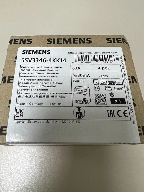 ABB 2CSF204101R3630 F204A-63/0,3 FI-Schutzschalter 4P,Typ A,63A,300mA