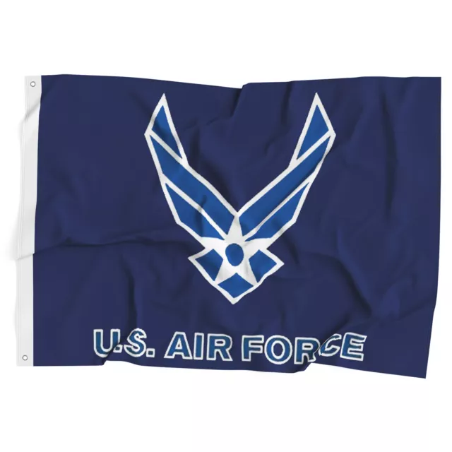 US Air Force Flag New Style Wings Logo 3x5 ft USAF White on Blue Veteran Active