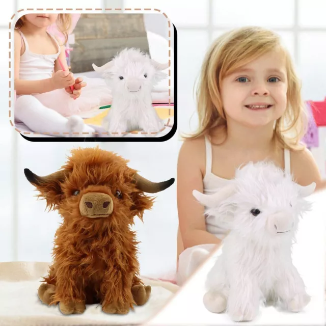 Highland Cow Toys Plush Dolls Soft Teddies Scottish Kids Toddler Cute Scotland