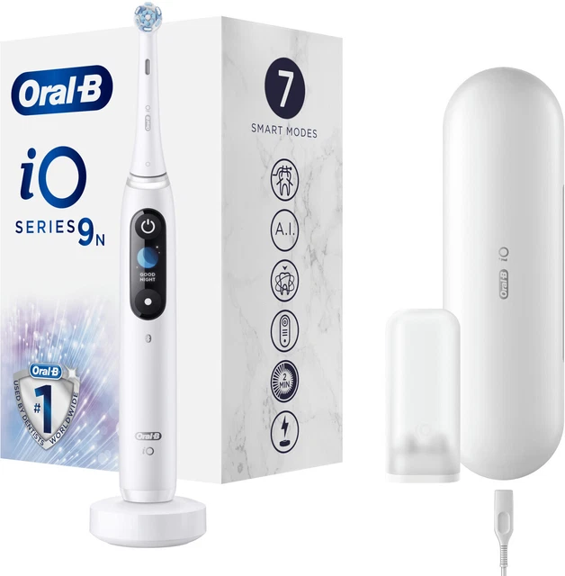BRAUN Oral-B iO 9N elektrische Zahnbürste 7 Programme Display weiß BRAUN Oral-B iO 9N elektrische Zahnbürste 7 Programme Display weiß