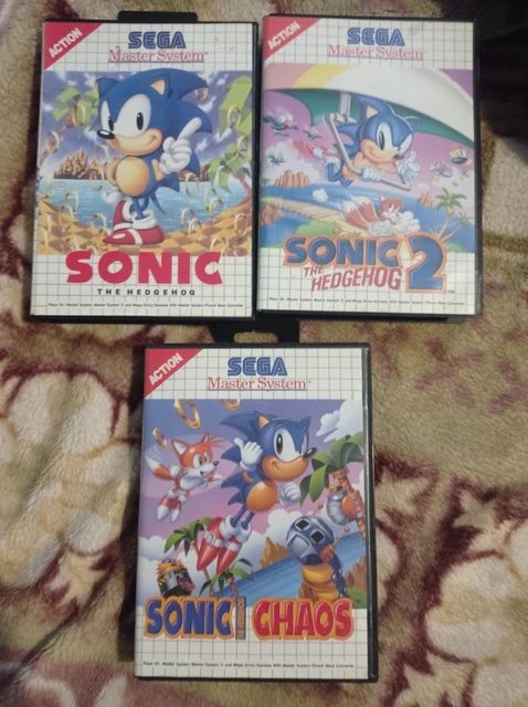 SONIC THE HEDGEHOG bundle 1,2 and chaos Sega Master System video games ...
