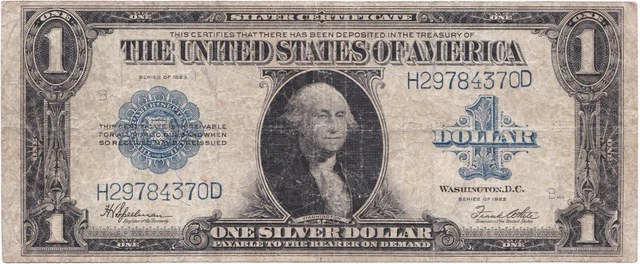 1923 *One Silver Dollar* Horse Blanket Silver Certificate Large Size Usa Note