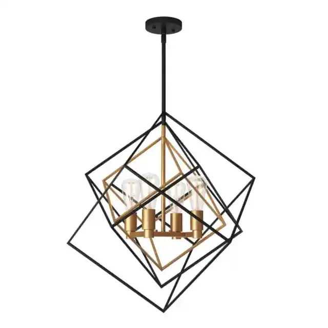 Artika Harmonium 4-Light Black Sputnik Caged Modern Industrial Hanging Pendant