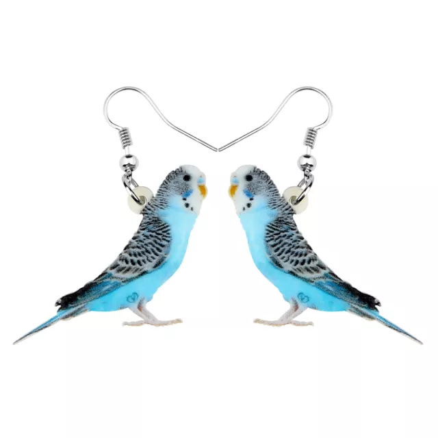 Acrylic Blue Long-tailed Parrot Bird Earrings Dangle Gift Animals Charms Jewelry