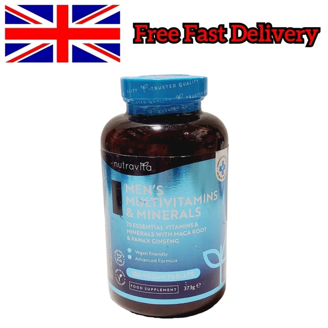 NUTRAVITA MEN'S MULTIVITAMINS & Minerals Supplements, 180 Capsules £14.95 PicClick UK