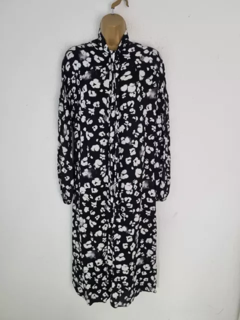 Ted Baker Dress Size 1 (UK Size 8) Black Oversized Loose Fit Tie Neck Midi Maxi