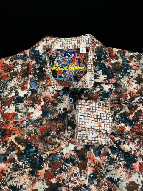 Robert Graham Shirt L Large Mens Abstract Floral Print Flip Cuff Sport