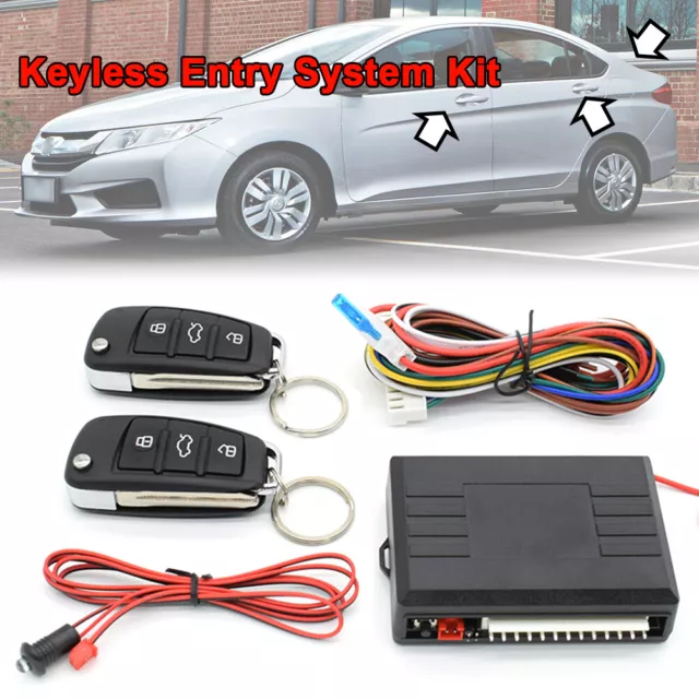 Keyless Entry Car Alarm Security System Fob Remote Control 2 Key Door Lock 12V