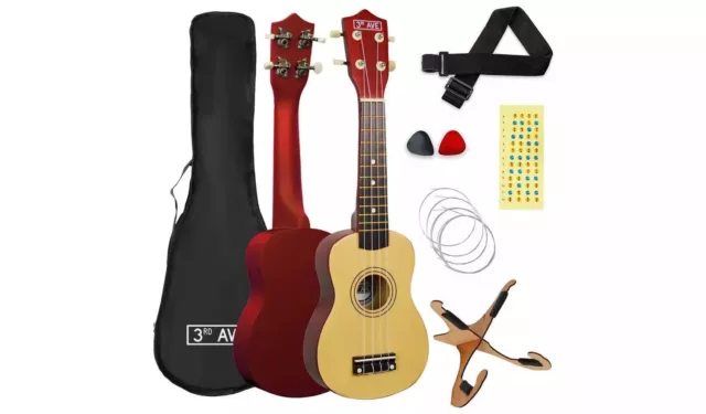 3rd Avenue Soprano Ukulele 21-Inch Beginner Pack - Natural H74 NEW