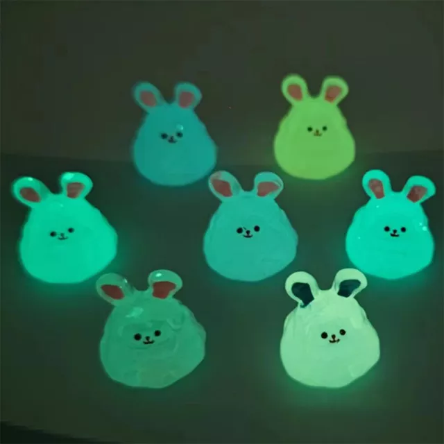 2pcs Miniature Luminous Cartoon Rabbit Dolls Cute Resin Bunny Ornaments Car Home