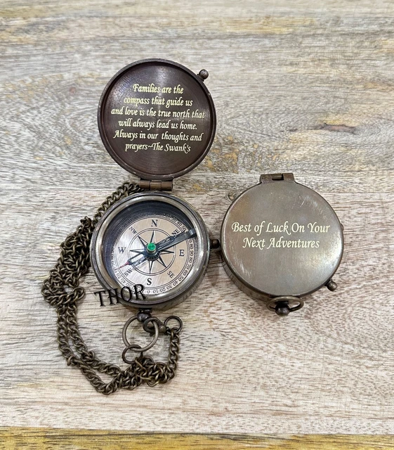 Engraved Brass Nautical Best Of Luck Compass 2 Inch Memory Present Birthday Gift 3