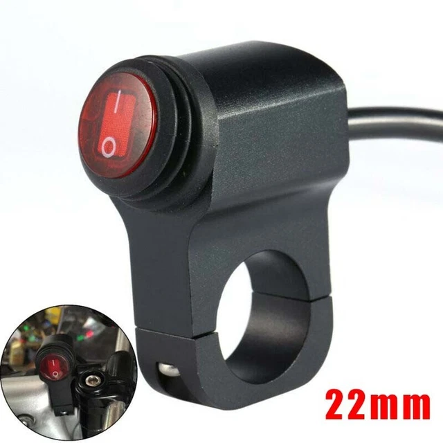 Interrupteur Feux De Détresse Warning Pour Moto/quad - Diamètre 22mm, étanche, Installation Facile