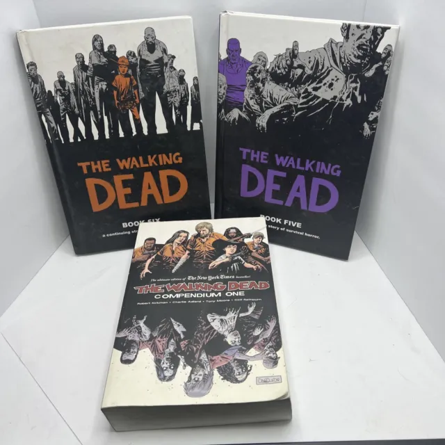 The Walking Dead Compendium 1, 2, 5 and 6 Lot Set hardcover and softcover books