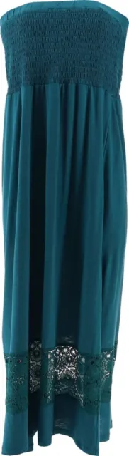 Belle Beach Kim Gravel Smocked Cover-Up Maxi Dress Moroccan Blue PXS # A498320