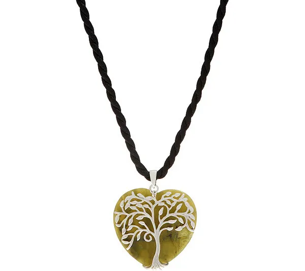 Connemara Marble Sterling Silver Tree Of Life Heart Pendant Qvc $82