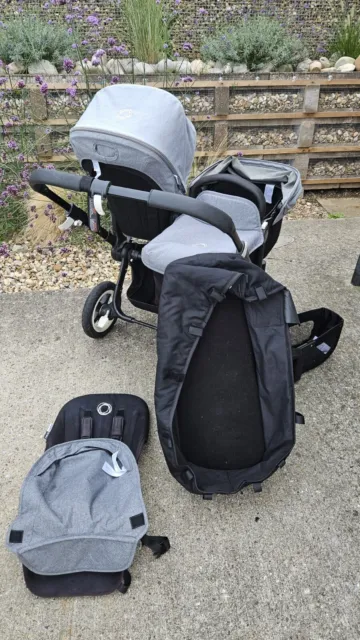 Bugaboo Donkey Duo Double Stroller-Grey Melange-Raincovers, Footmafs.Can Post.