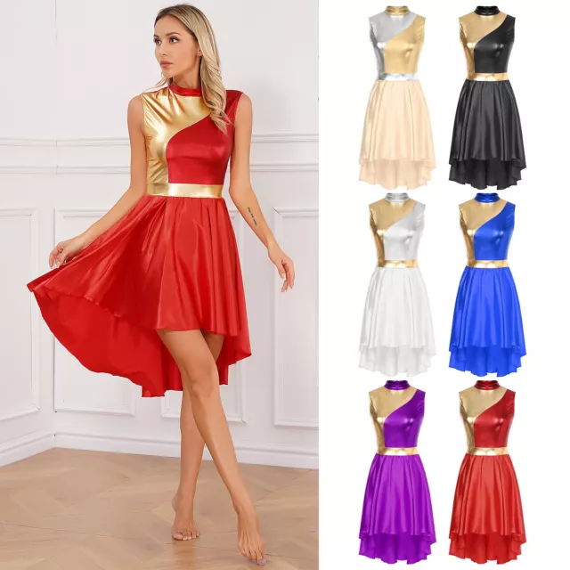 Women's Dress Dancing Dancewear Smooth Leotard Lyrical Long Skirt Color Block