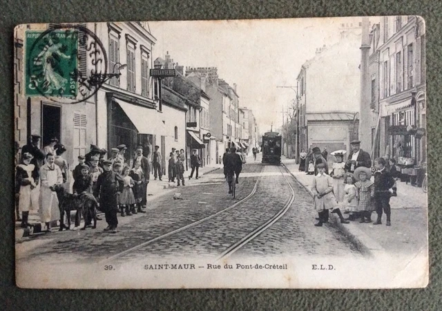 CPA. SAINT MAUR. 94 - Rue du Pont de Créteil. 1914?  Boulangerie. Vins.