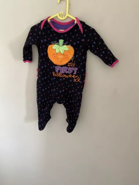 Bambina senza marchio 0-3 mesi primo bambino di Halloween in crescita misto cotone nero