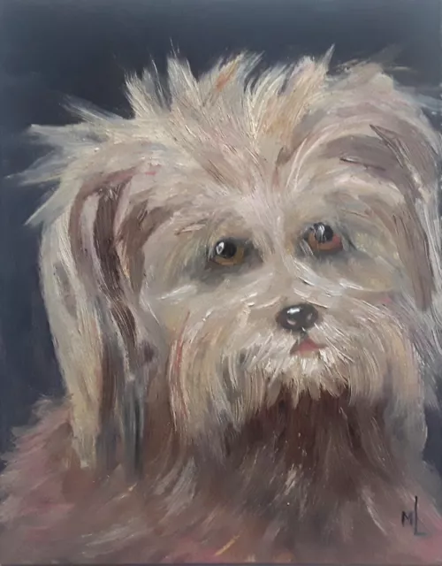 Original Oil Painting Pet Portrait Dog Artwork Custom Dog Art Dog Face Art 8x10"