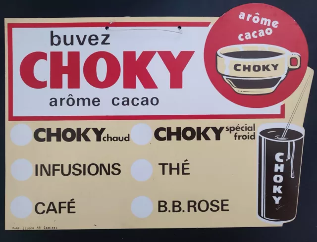 Objet bar bistrot plaque publicitaire pour prix CHOKY 33,5 x 24,5 cm  vintage