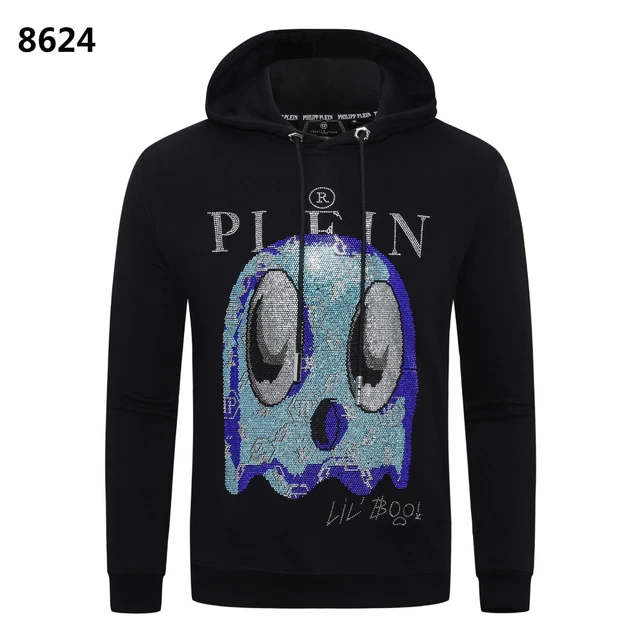 Felpa Cappuccio Strass Ghost Philipp Plein Sweathshirt Philip Golf Giacca Hoodie