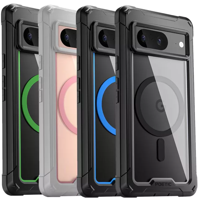 For Google Pixel 8 Case | Poetic Built-in Screen with MagSafe Hybrid Clear Cover