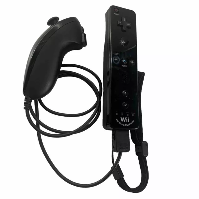 Nintendo Wii MotionPlus Inside Remote + Nunchuck Controller Genuine Black Tested