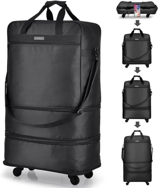 30" Expandable Rolling Duffel Bag Wheeled Spinner Suitcase Luggage - Heavy Duty