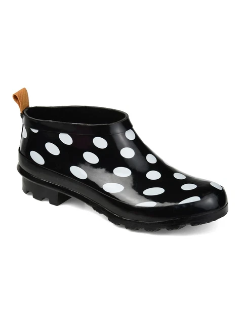JOURNEE COLLECTION Womens Black 0.5" Platform Rainer Slip On Rain Boots 10 M