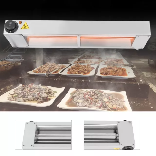 500W Food Warmer Commercial Heat Lamp Infrared Strip Heater+Cord & Plug Kitchen