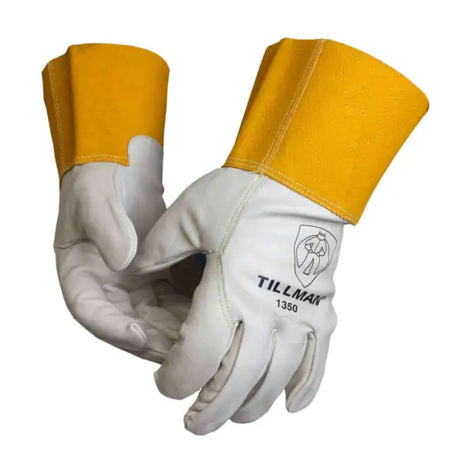 Tillman 1350 Unlined Top Grain Cowhide MIG Welding Gloves 4" Cuff Medium