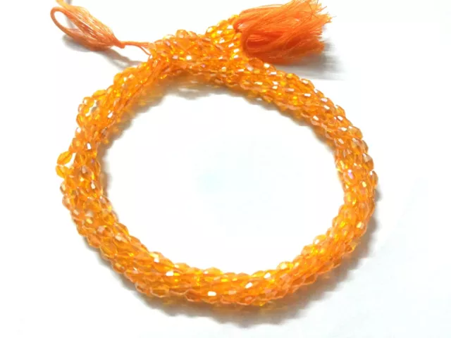 5 Strand Mystic Yellow Quartz Barrel Faceted 4x6mm Loose Quartz Beads 14"inch