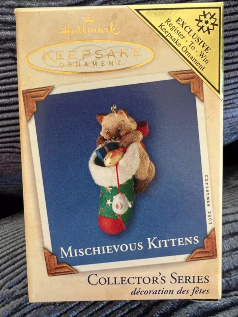 New Hallmark MISCHIEVOUS KITTENS REPAINT 2003 REGISTER TO WIN Ornament +Bonus